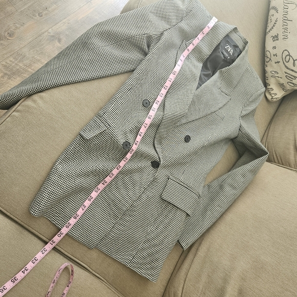 Zara Blazer Coat Gingham Plaid Women's Double-Breasted - Picture 12 of 16